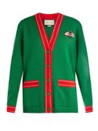 Gucci Bee-embroidered Cotton And Cashmere-blend Cardigan