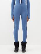 Cordova - Soelden Striped Merino-blend Leggings - Womens - Dark Blue
