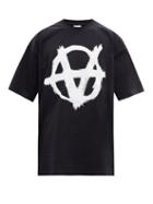 Mens Rtw Vetements - Anarchy-print Cotton-jersey T-shirt - Mens - Black