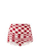 Matchesfashion.com Norma Kamali - Bill Ruched Gingham High-rise Bikini Briefs - Womens - Red White