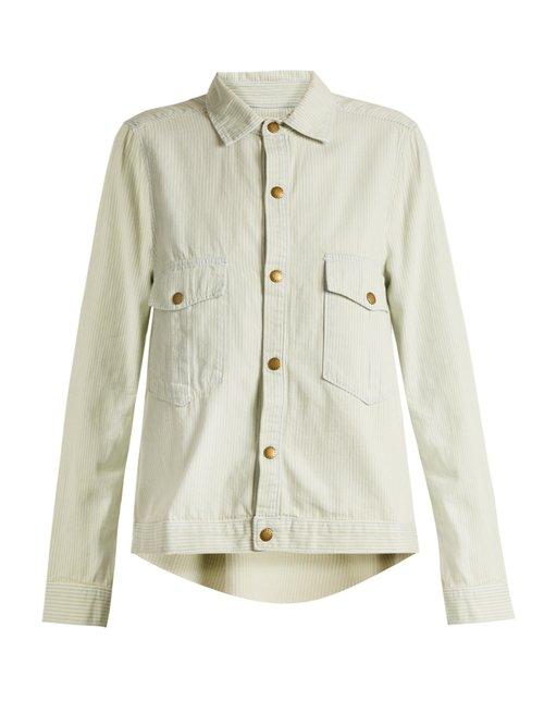 Matchesfashion.com The Great - The Shirt Striped Cotton Jacket - Womens - Light Denim