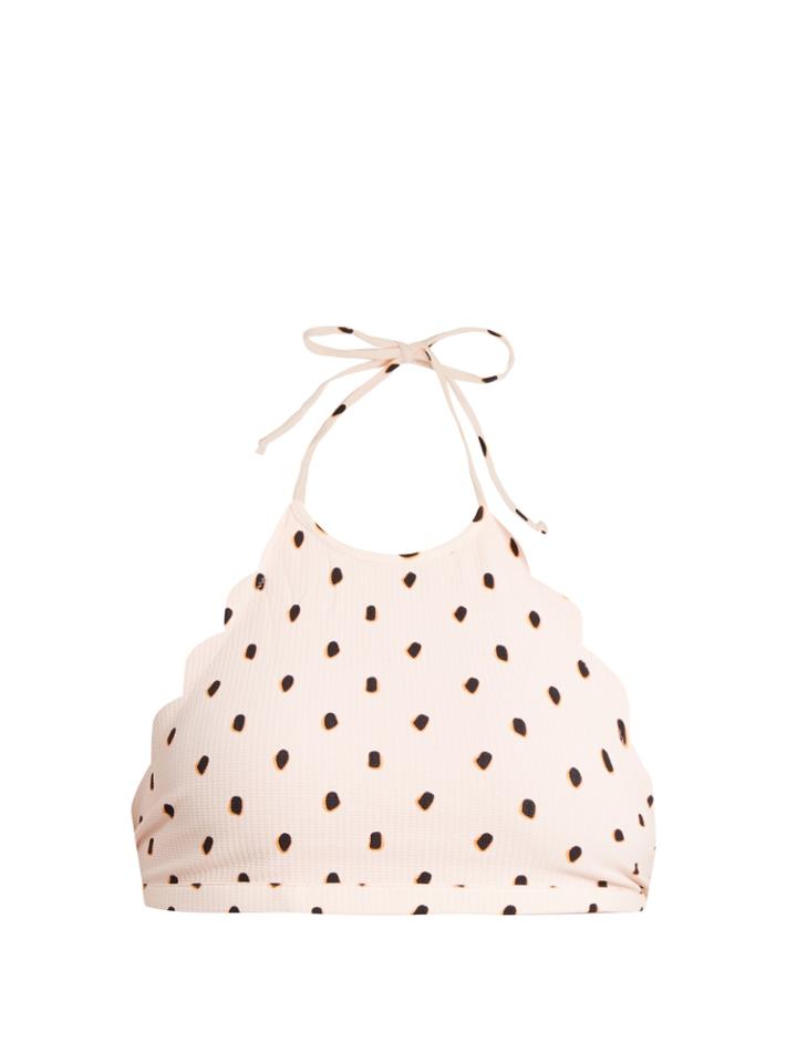 Marysia Swim Mott Scallop-edged Spotted Halter Top