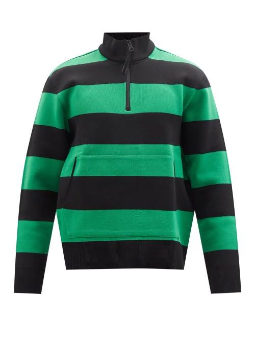 J.lindeberg - Ted Striped High-neck Quarter-zip Sweater - Mens - Green