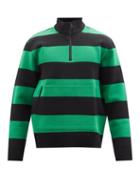 J.lindeberg - Ted Striped High-neck Quarter-zip Sweater - Mens - Green