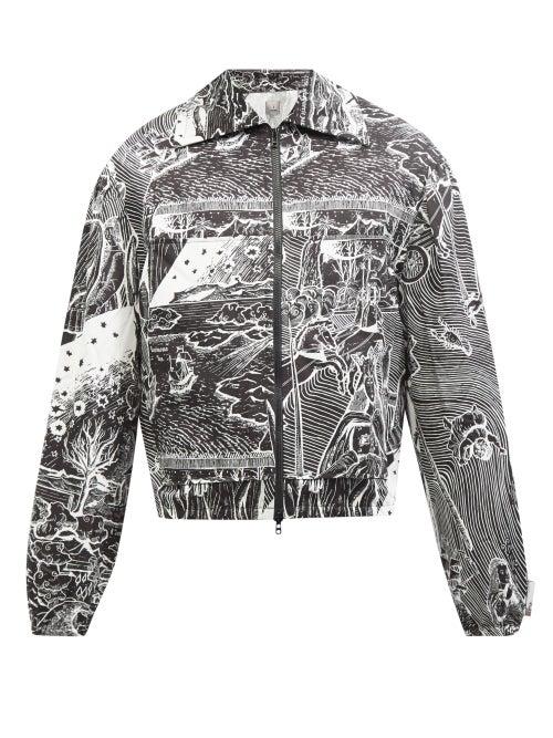 Boramy Viguier - Victorian Etch-print Cotton-twill Bomber Jacket - Mens - Black White