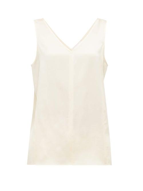Matchesfashion.com Raey - High V Neck Silk Cami Top - Womens - Cream