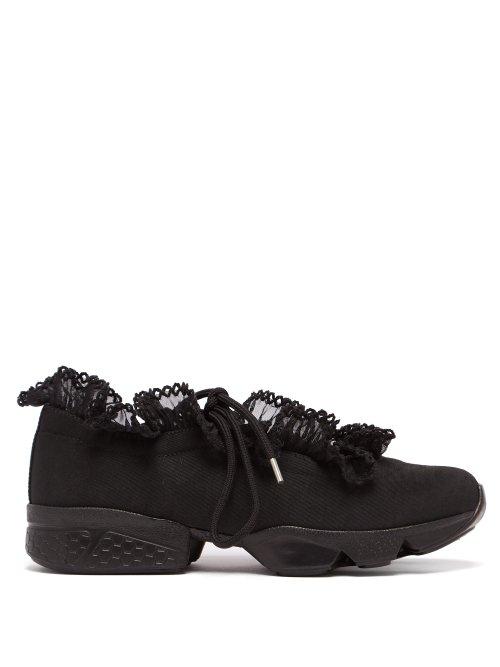 Matchesfashion.com Ganni - Harriet Lace Trimmed Faille Low Top Trainers - Womens - Black