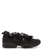 Matchesfashion.com Ganni - Harriet Lace Trimmed Faille Low Top Trainers - Womens - Black