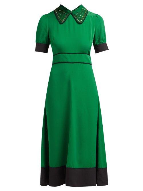 Matchesfashion.com No. 21 - Crystal Embellished Crepe Midi Dress - Womens - Green
