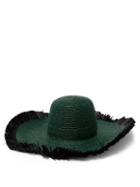 Matchesfashion.com Albus Lumen - Franja Frayed Raffia Hat - Womens - Dark Green
