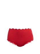 Matchesfashion.com Marysia - Santa Monica Scallop Edge High Rise Bikini Briefs - Womens - Red