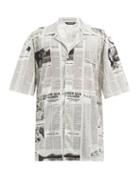 Matchesfashion.com Balenciaga - Happy News Newspaper-print Short-sleeve Shirt - Mens - White Black