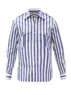 Matchesfashion.com L.e.j - Flap-pocket Striped Cotton-poplin Shirt - Mens - Blue Multi