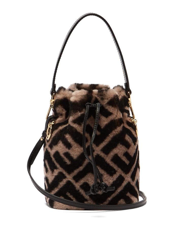 Fendi Mon Tresor Logo-print Shearling Bucket Bag