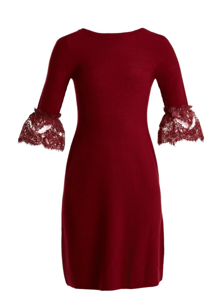 Oscar De La Renta Scoop-back Fluted-cuff Wool Dress
