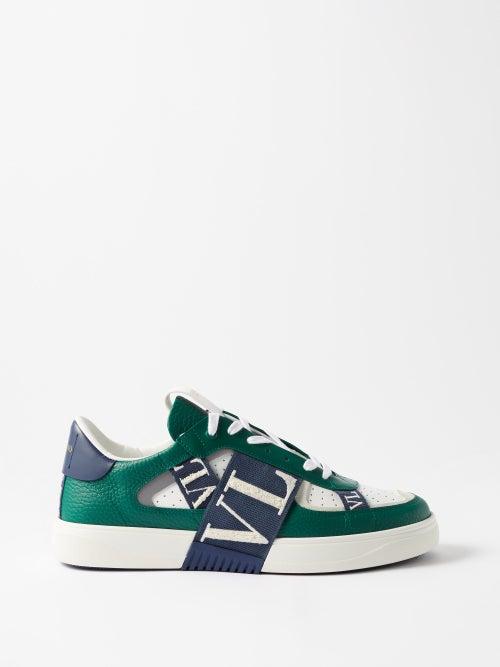 Valentino Garavani - Vl7n Leather Trainers - Mens - Blue Green White