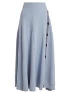 Matchesfashion.com Roksanda - Kaori Buttoned A Line Skirt - Womens - Light Blue