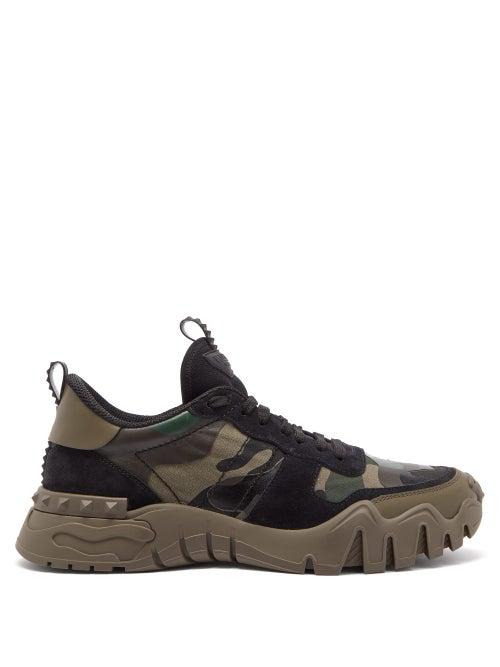 Matchesfashion.com Valentino Garavani - Rockrunner Plus Camouflage-print Canvas Trainers - Mens - Green Multi