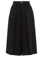 Gucci - Pleated Wool-blend Tweed Cropped Trousers - Womens - Black