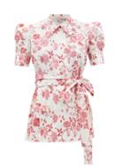 Matchesfashion.com The Vampire's Wife - The Persuasion Floral-print Belted Cotton Blouse - Womens - White Multi