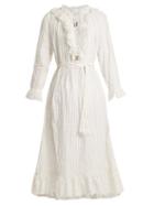 Matchesfashion.com Zimmermann - Corsair Pinstripe Cotton Blend Dress - Womens - Ivory Multi