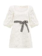Matchesfashion.com Zimmermann - Super Eight Linen-blend Guipure-lace Mini Dress - Womens - Ivory