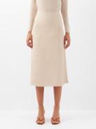 Cefinn - The Tianna Panelled Leather Midi Skirt - Womens - Cream