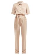 Matchesfashion.com Pallas X Claire Thomson-jonville - Emotion Crepe And Satin Jumpsuit - Womens - Light Pink