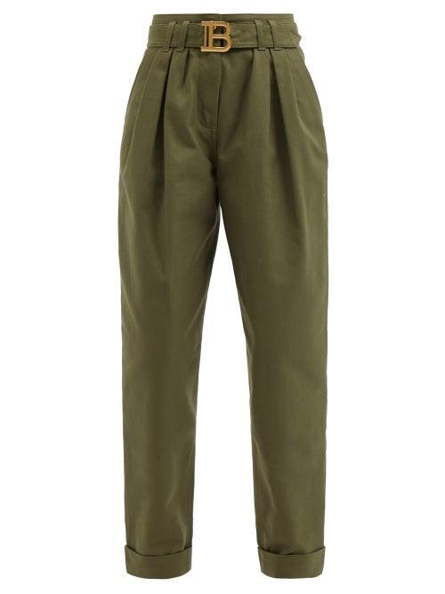 Balmain - B-logo High-rise Boyfriend Jeans - Womens - Khaki