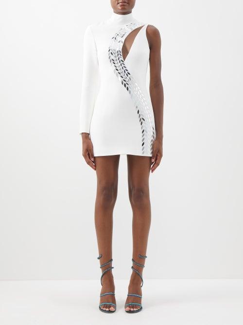 David Koma - Embellished Cutout Crepe Mini Dress - Womens - White Silver