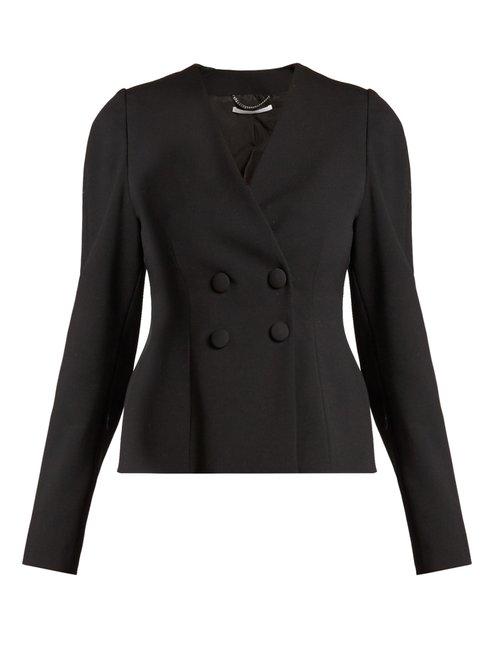 Matchesfashion.com Stella Mccartney - Peyton Wool Blend Double Breasted Cropped Jacket - Womens - Black