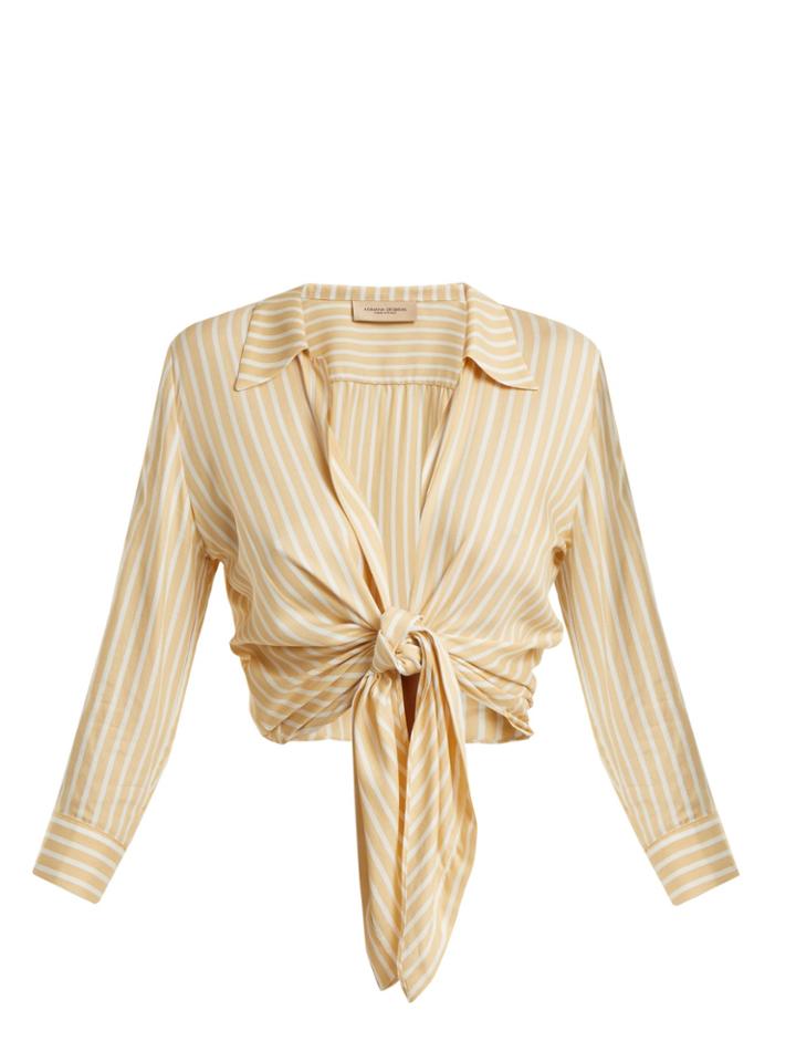 Adriana Degreas Striped Self-tie Blouse