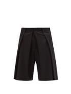 Mens Rtw Charles Jeffrey Loverboy - Side-stripe Pleated Wool Wide-leg Shorts - Mens - Black