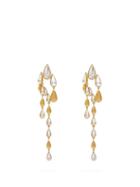 Matchesfashion.com Ryan Storer - Falling Tear Crystal Embellished Earrings - Womens - Gold