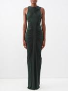 Saint Laurent - Ruched-jersey Maxi Dress - Womens - Green