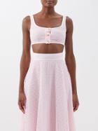 Giambattista Valli - Floral-macram Button Cropped Top - Womens - Light Pink