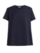 Matchesfashion.com Moncler - Ruffle Trimmed Cotton T Shirt - Womens - Navy