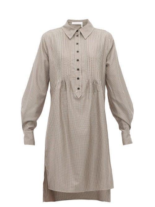 Matchesfashion.com See By Chlo - Pintuck Pleated Houndstooth Shirtdress - Womens - Multi