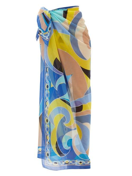 Matchesfashion.com Emilio Pucci - Quirimbas-print Cotton-voile Sarong - Womens - Blue Multi