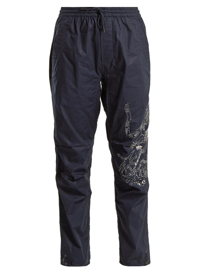 Maharishi Tiger-embroidery Cotton Trousers
