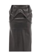 Ladies Rtw Petar Petrov - Ruel Folded-waist Leather Skirt - Womens - Black