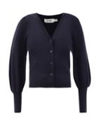 Matchesfashion.com Cefinn - The Eva Balloon-sleeve Merino-wool Blend Cardigan - Womens - Navy