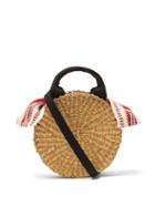 Matchesfashion.com Muu - Rosa Folk Circular Cotton Lined Straw Bag - Womens - Red Multi