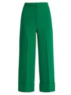 Duro Olowu High-rise Wide-leg Cropped Silk-crepe Trousers