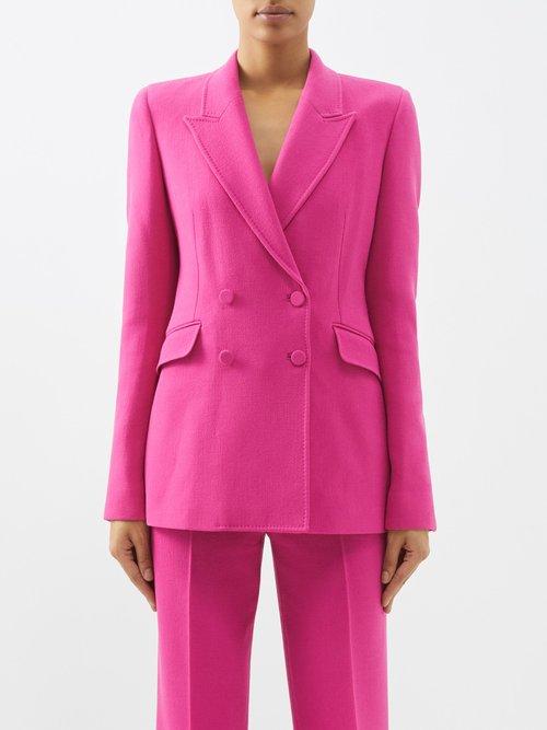 Gabriela Hearst - Stephanie Double-breasted Wool-crepe Suit Jacket - Womens - Fuchsia