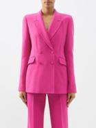 Gabriela Hearst - Stephanie Double-breasted Wool-crepe Suit Jacket - Womens - Fuchsia