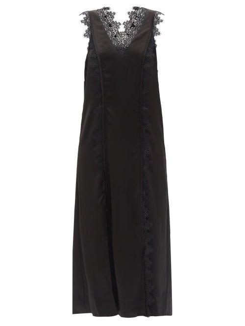 Ladies Rtw Aje - Veil Lace-trimmed Satin Slip Dress - Womens - Black