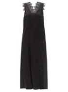 Ladies Rtw Aje - Veil Lace-trimmed Satin Slip Dress - Womens - Black