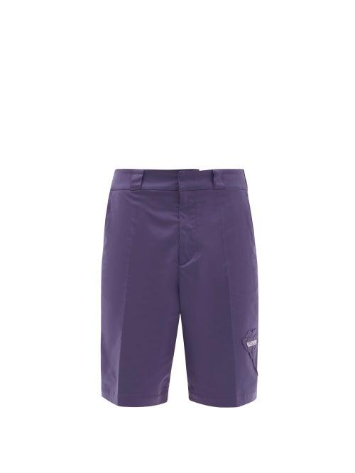 Mens Rtw Valentino - Garden-appliqu Poplin Bermuda Shorts - Mens - Purple