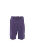 Mens Rtw Valentino - Garden-appliqu Poplin Bermuda Shorts - Mens - Purple